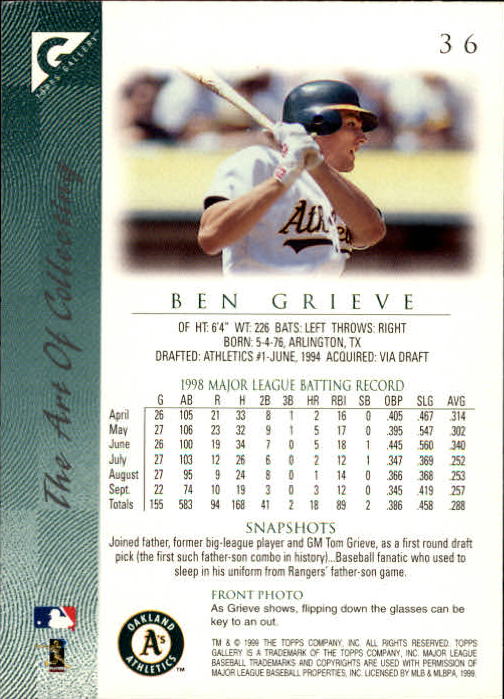 B1258- 1999 Topps Gallerie BB Karten 1-150 + Einsätze -du Pick- 15 + Kostenlose - Bild 69 von 300