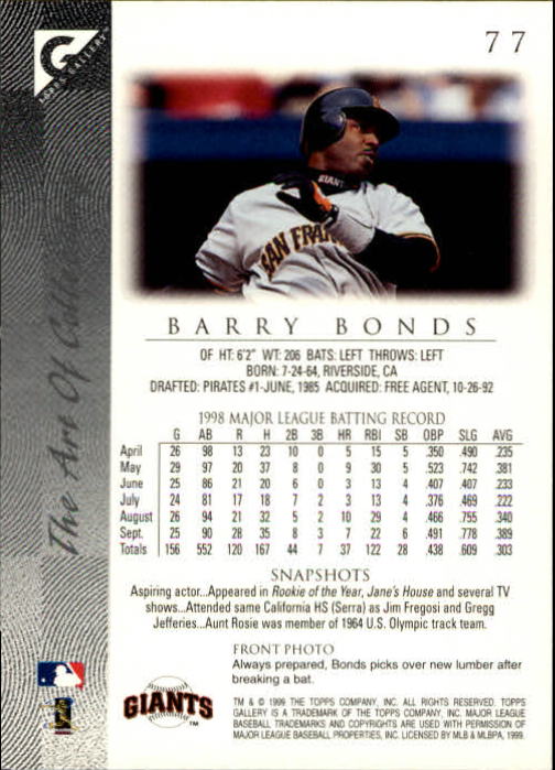 B1258- 1999 Topps Gallerie BB Karten 1-150 + Einsätze -du Pick- 15 + Kostenlose - Bild 151 von 300