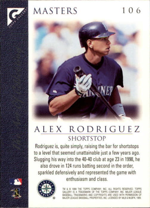 1999 Topps Gallery #106 Alex Rodriguez MAS back image