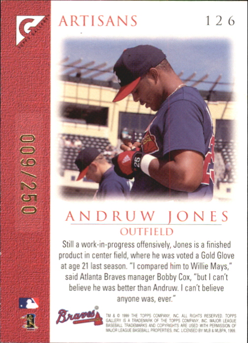 1999 Topps Gallery Player's Private Issue #126 Andruw Jones ART back image