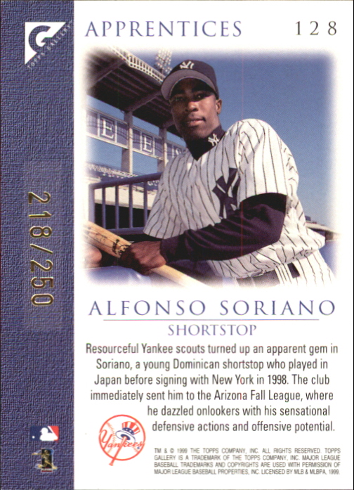 1999 Topps Gallery Player's Private Issue #128 Alfonso Soriano APP back image