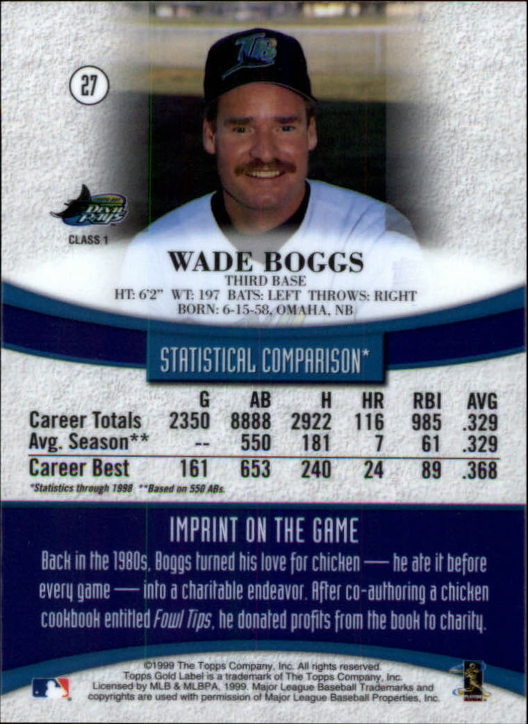 Wade Boggs cards (1989-2024) Red Sox Yankees Rays - You Choose