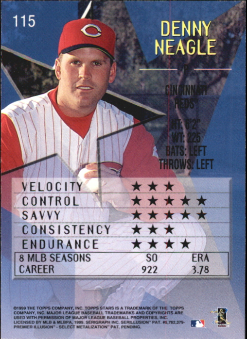 1999 Topps Stars Foil #115 Denny Neagle back image