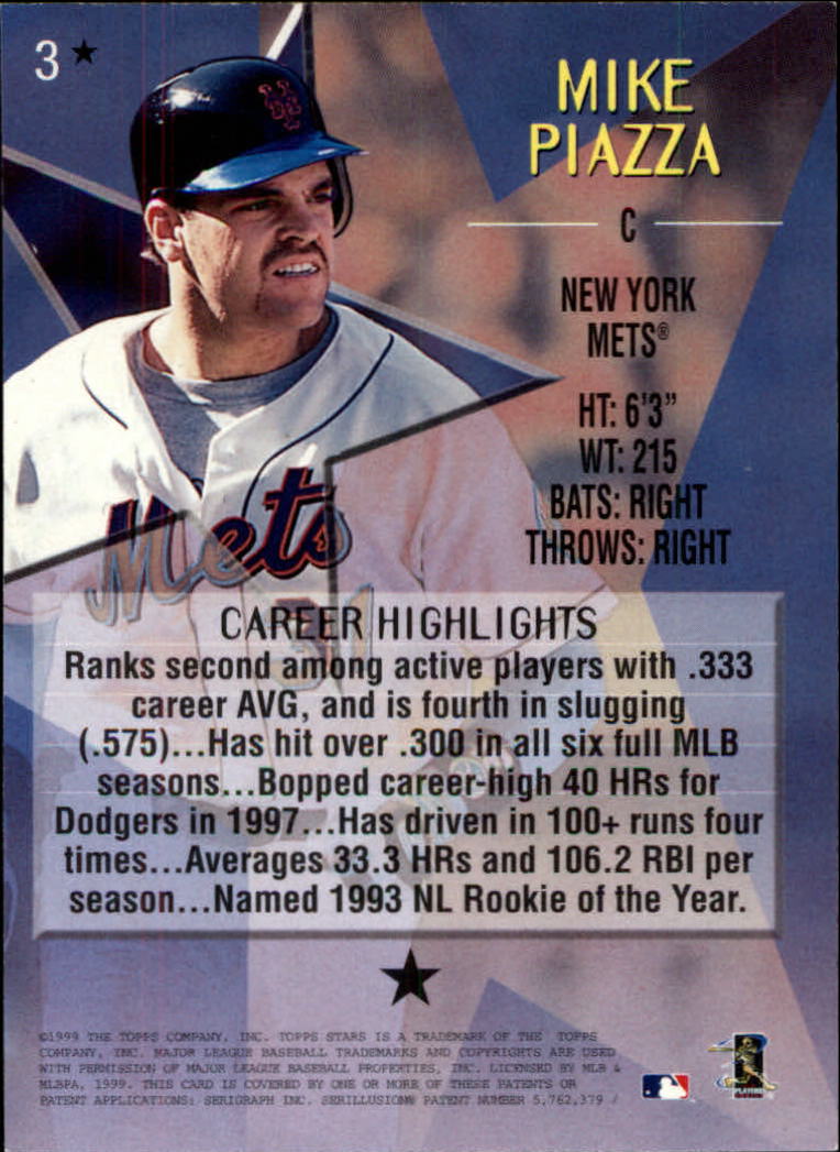1999 Topps Stars One Star #3 Mike Piazza back image