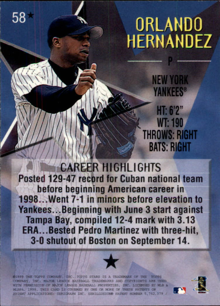 1999 Topps Stars One Star #58 Orlando Hernandez back image