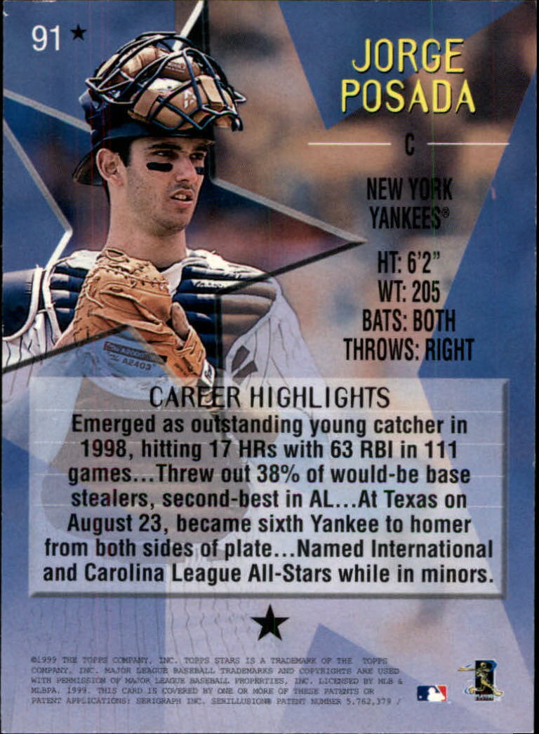 1999 Topps Stars One Star #91 Jorge Posada back image