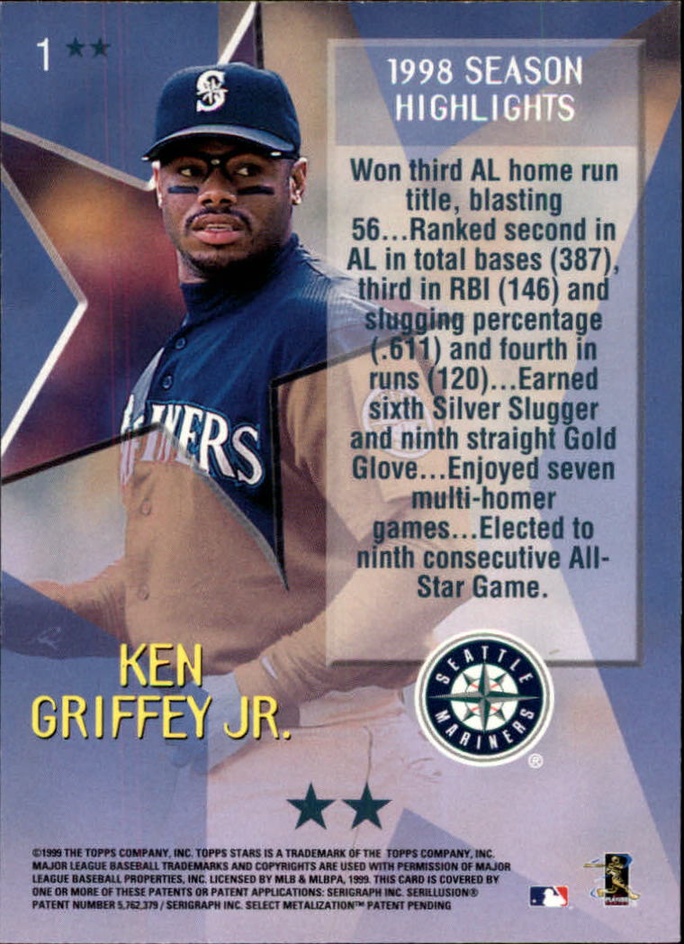 1999 Topps Stars Two Star #1 Ken Griffey Jr. back image
