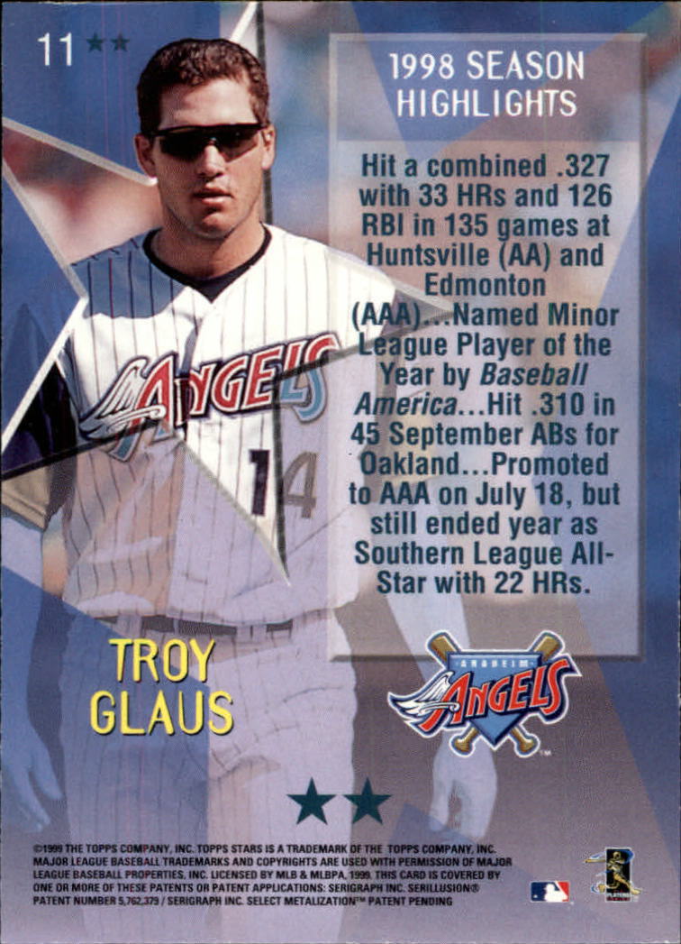 1999 Topps Stars Two Star #11 Troy Glaus back image