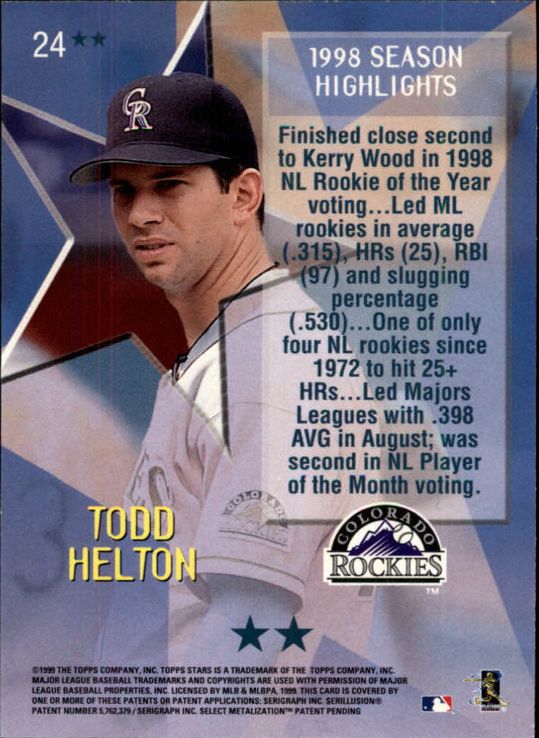 1999 Topps Stars Two Star #24 Todd Helton back image