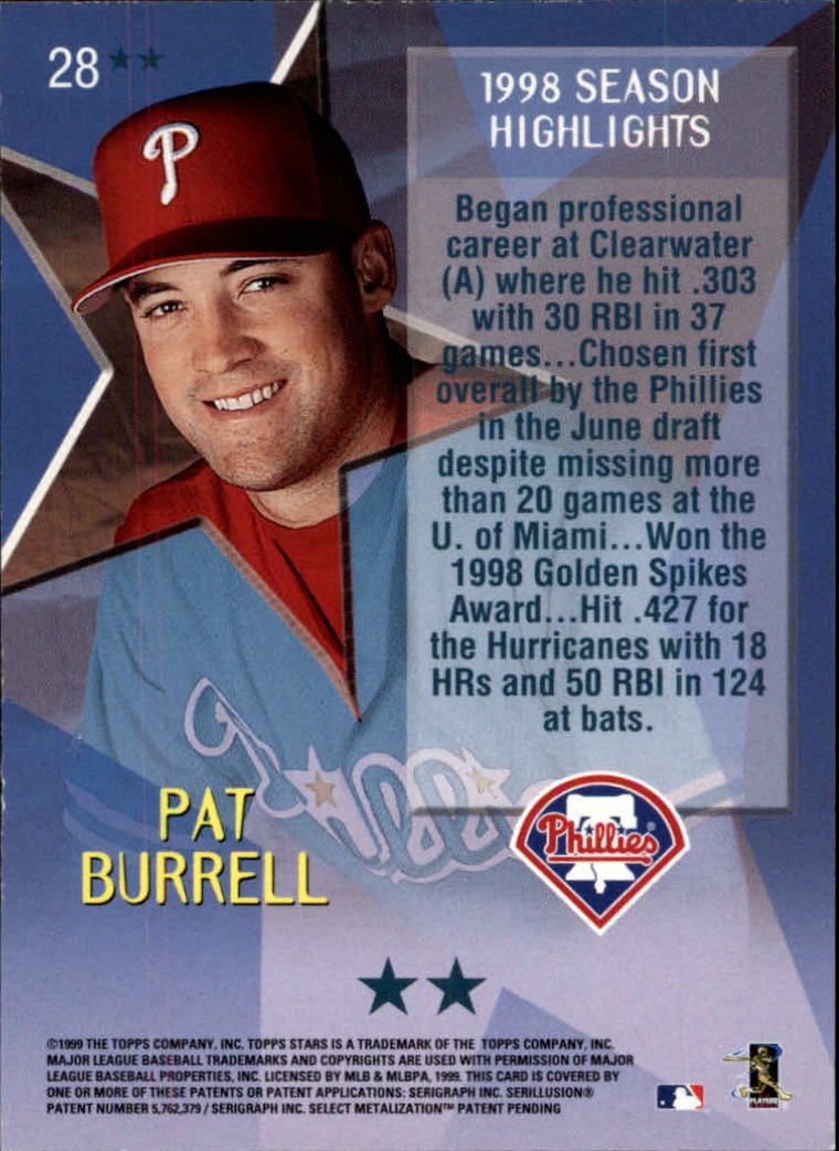 1999 Topps Stars Two Star #28 Pat Burrell back image