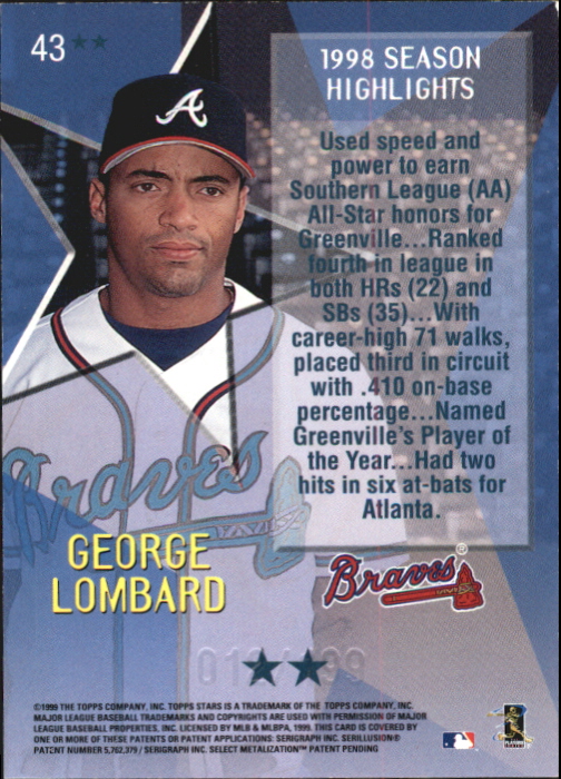 1999 Topps Stars Two Star Foil #43 George Lombard back image