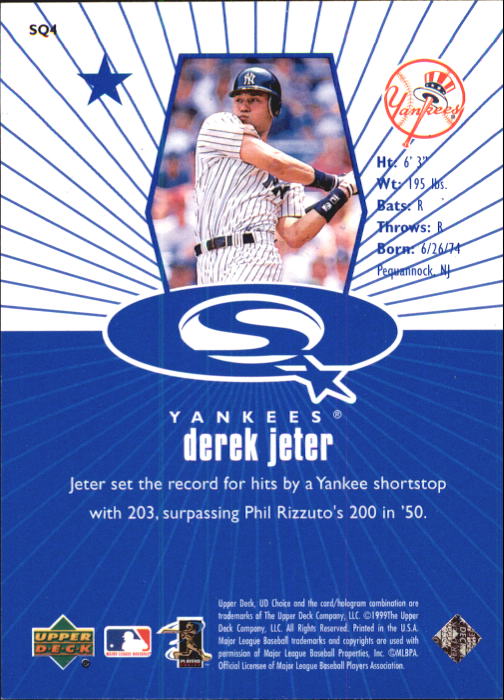 1999 UD Choice StarQuest #4 Derek Jeter back image