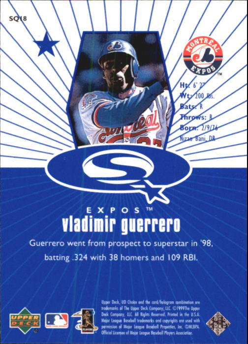 1999 UD Choice StarQuest #18 Vladimir Guerrero back image
