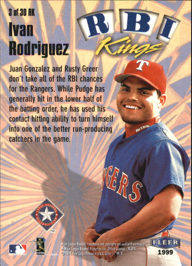 1999 Ultra RBI Kings #3 Ivan Rodriguez back image