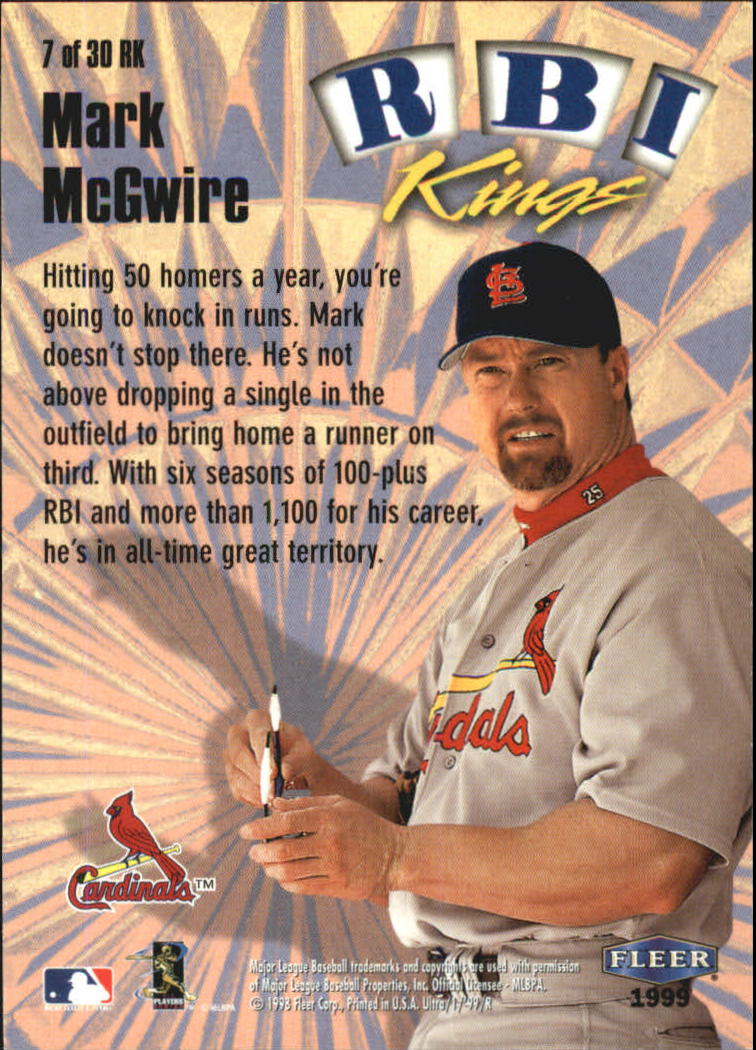 1999 Ultra RBI Kings #7 Mark McGwire back image