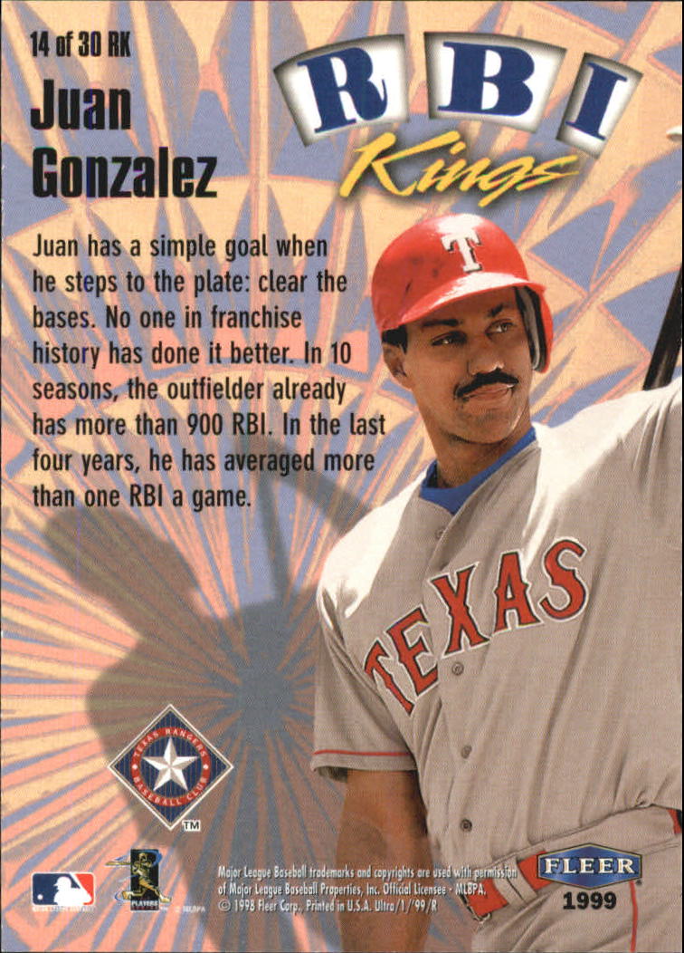 1999 Ultra RBI Kings #14 Juan Gonzalez back image