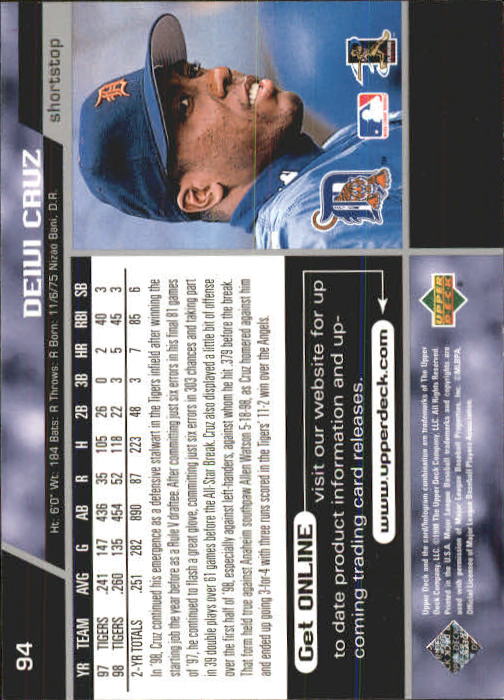 A1379- 1999 Upper Deck BB Card #s 1-250 +Rookies -You Pick- 15+ FREE US SHIP - Picture 189 of 499