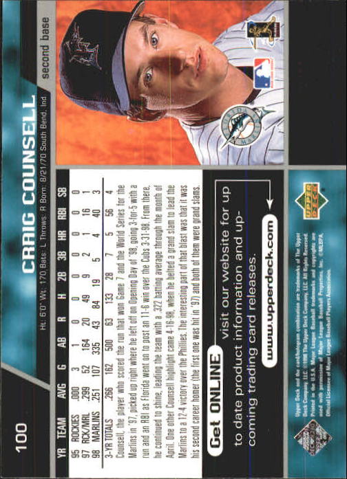 A1379- 1999 Upper Deck BB Card #s 1-250 +Rookies -You Pick- 15+ FREE US SHIP - Picture 199 of 499