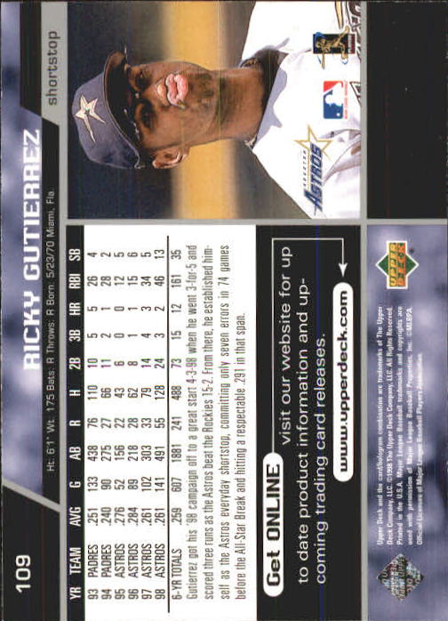 A1379- 1999 Upper Deck BB Card #s 1-250 +Rookies -You Pick- 15+ FREE US SHIP - Picture 217 of 499