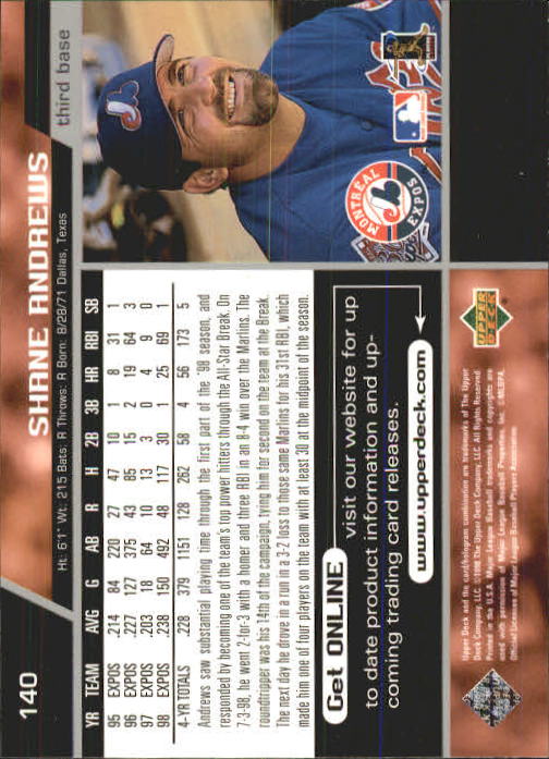 A1379- 1999 Upper Deck BB Card #s 1-250 +Rookies -You Pick- 15+ FREE US SHIP - Picture 279 of 499