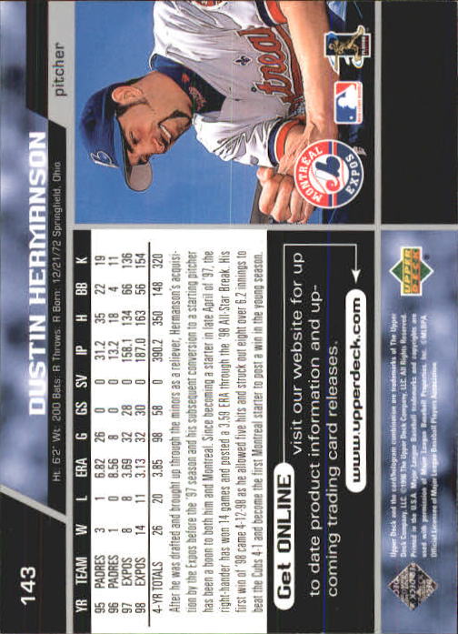 A1379- 1999 Upper Deck BB Card #s 1-250 +Rookies -You Pick- 15+ FREE US SHIP - Picture 285 of 499