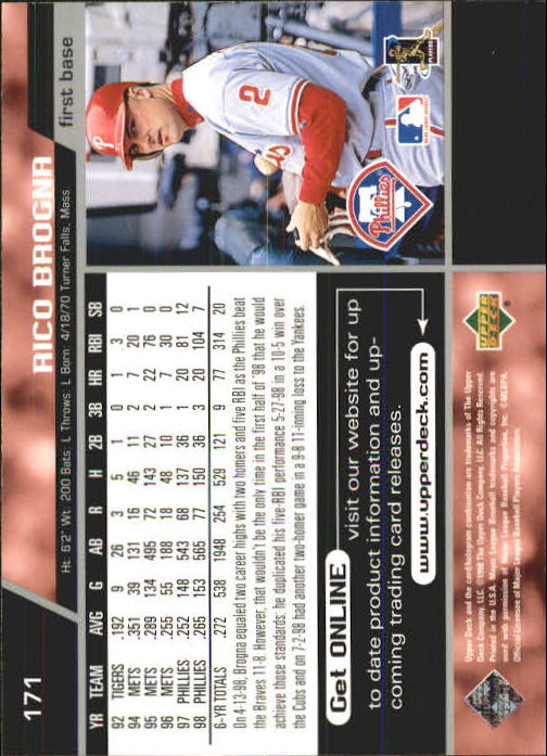 A1379- 1999 Upper Deck BB Card #s 1-250 +Rookies -You Pick- 15+ FREE US SHIP - Picture 341 of 499