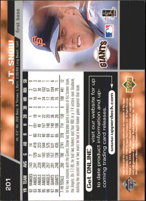 A1379- 1999 Upper Deck BB Card #s 1-250 +Rookies -You Pick- 15+ FREE US SHIP - Picture 401 of 499