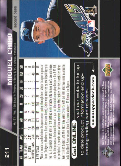 A1379- 1999 Upper Deck BB Card #s 1-250 +Rookies -You Pick- 15+ FREE US SHIP - Picture 421 of 499
