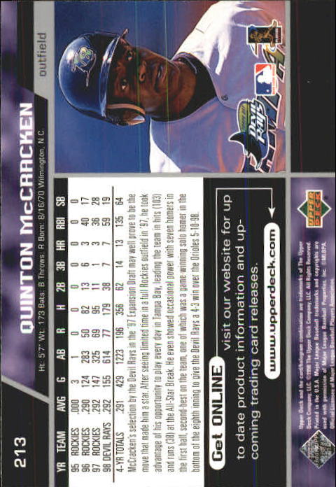 A1379- 1999 Upper Deck BB Card #s 1-250 +Rookies -You Pick- 15+ FREE US SHIP - Picture 425 of 499