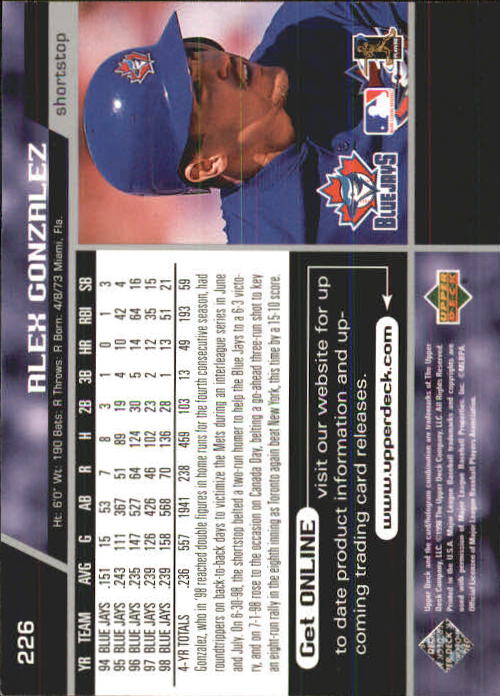 A1379- 1999 Upper Deck BB Card #s 1-250 +Rookies -You Pick- 15+ FREE US SHIP - Picture 451 of 499