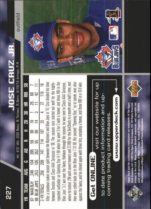 A1379- 1999 Upper Deck BB Card #s 1-250 +Rookies -You Pick- 15+ FREE US SHIP - Picture 453 of 499