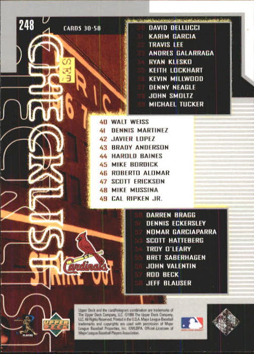 A1379- 1999 Upper Deck BB Card #s 1-250 +Rookies -You Pick- 15+ FREE US SHIP - Picture 495 of 499