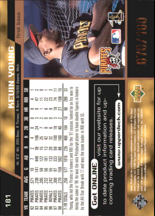 1999 Upper Deck Exclusives Level 1 #181 Kevin Young