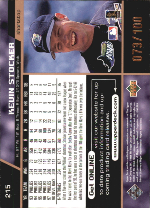 1999 Upper Deck Exclusives Level 1 #215 Kevin Stocker