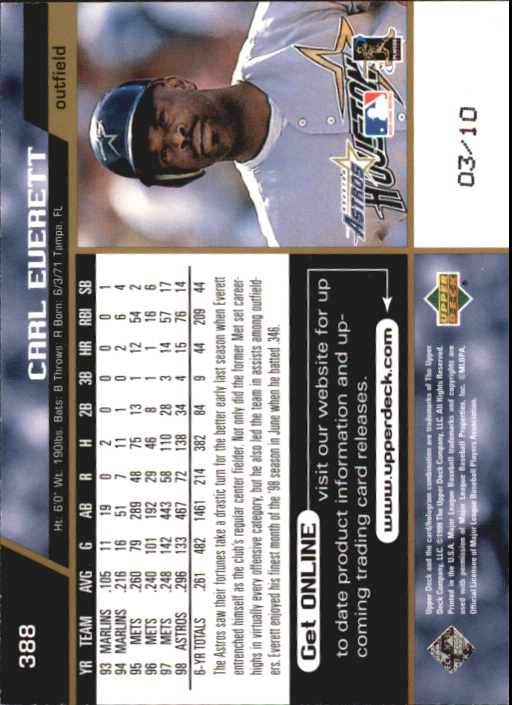 1999 Upper Deck Exclusives Level 2 #388 Carl Everett back image