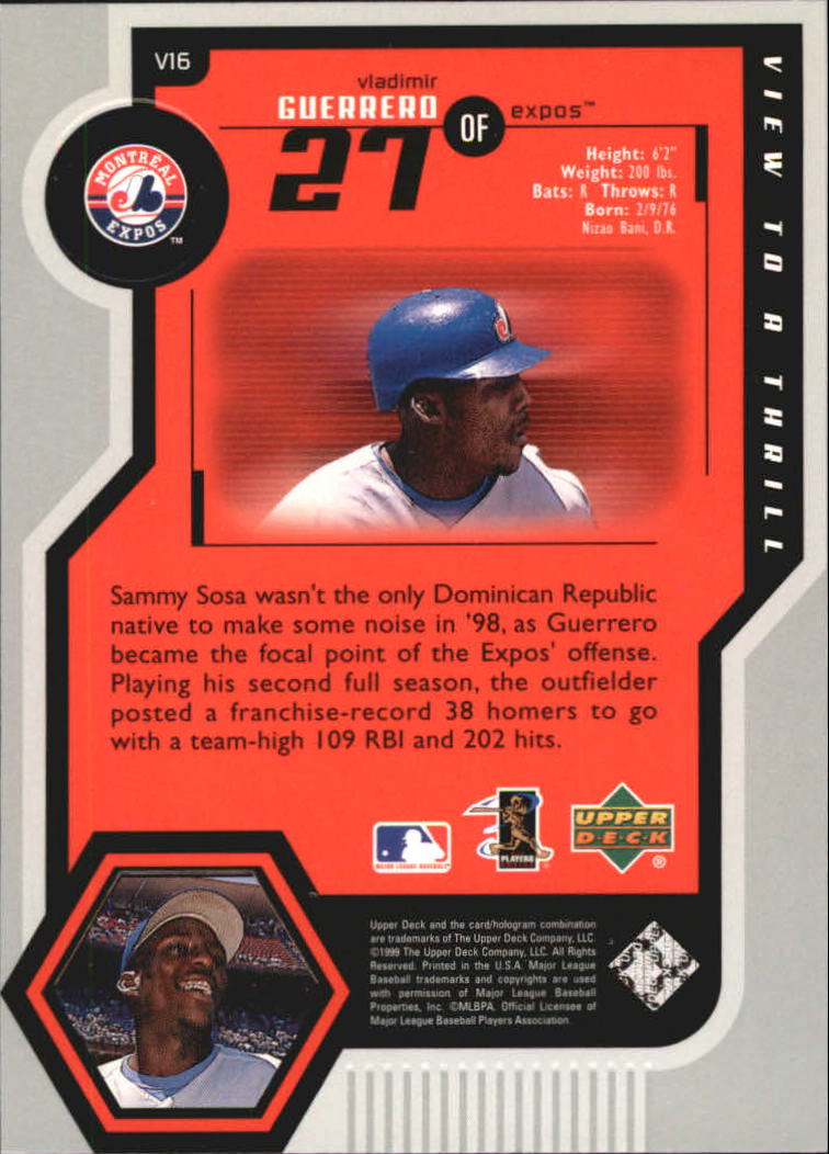 1999 Upper Deck View to a Thrill #V16 Vladimir Guerrero back image