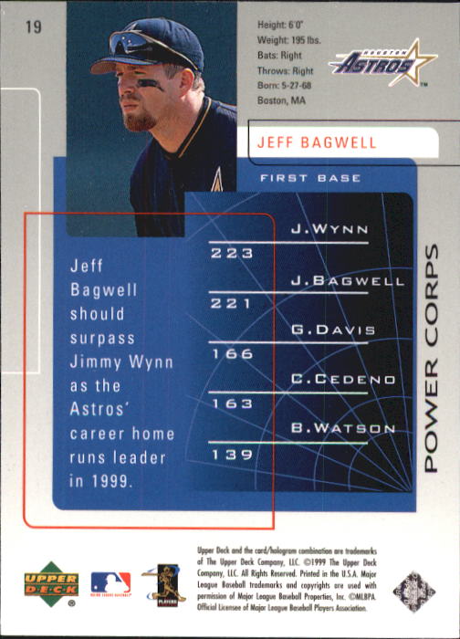 1999 Upper Deck Challengers for 70 #19 Jeff Bagwell back image