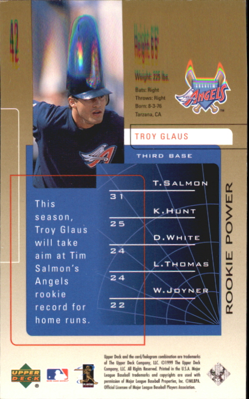 1999 Upper Deck Challengers for 70 Challengers Edition #42 Troy Glaus back image