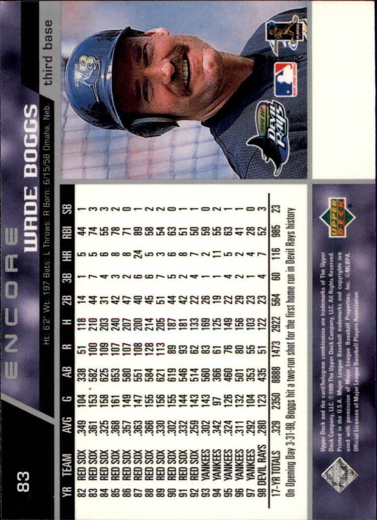 Wade Boggs cards (1989-2024) Red Sox Yankees Rays - You Choose