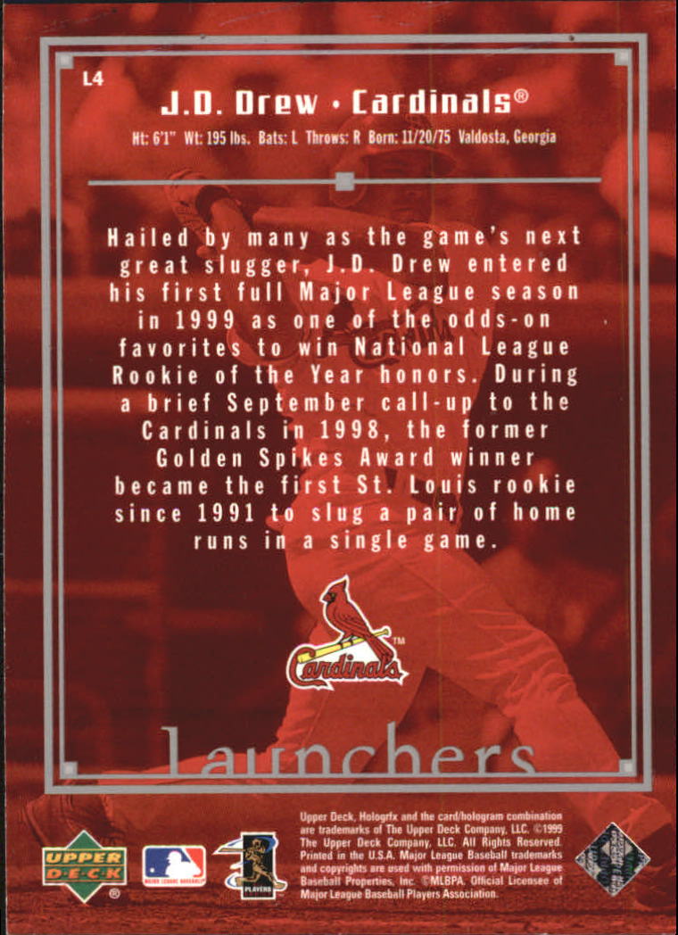 1999 Upper Deck HoloGrFX Launchers #L4 J.D. Drew back image