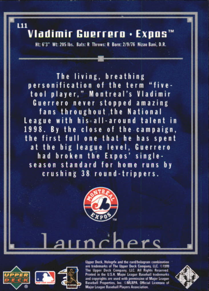 1999 Upper Deck HoloGrFX Launchers #L11 Vladimir Guerrero back image