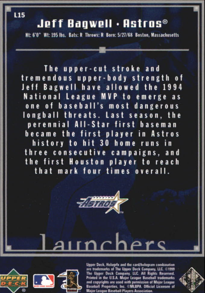 1999 Upper Deck HoloGrFX Launchers #L15 Jeff Bagwell back image
