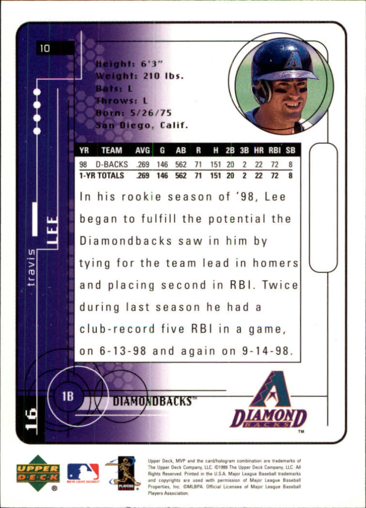 1999 Upper Deck MVP #10 Travis Lee back image