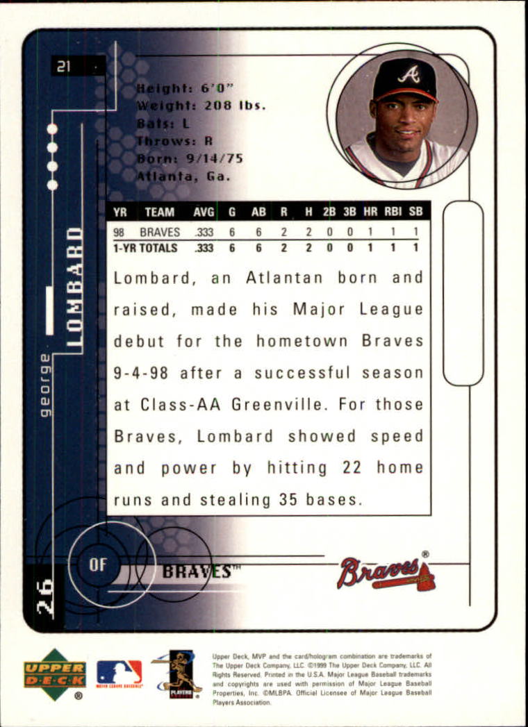 1999 Upper Deck MVP #21 George Lombard back image
