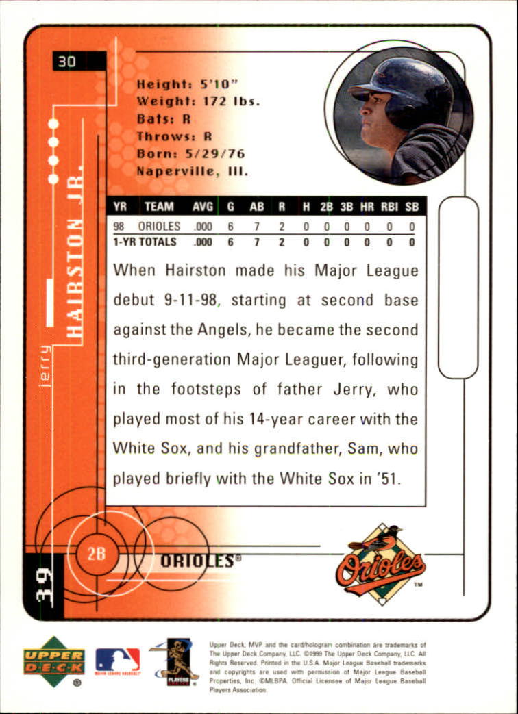 1999 Upper Deck MVP #30 Jerry Hairston Jr. back image