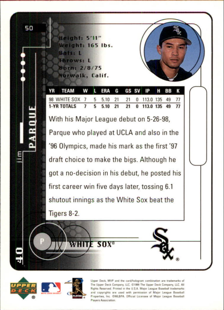 1999 Upper Deck MVP #50 Jim Parque back image