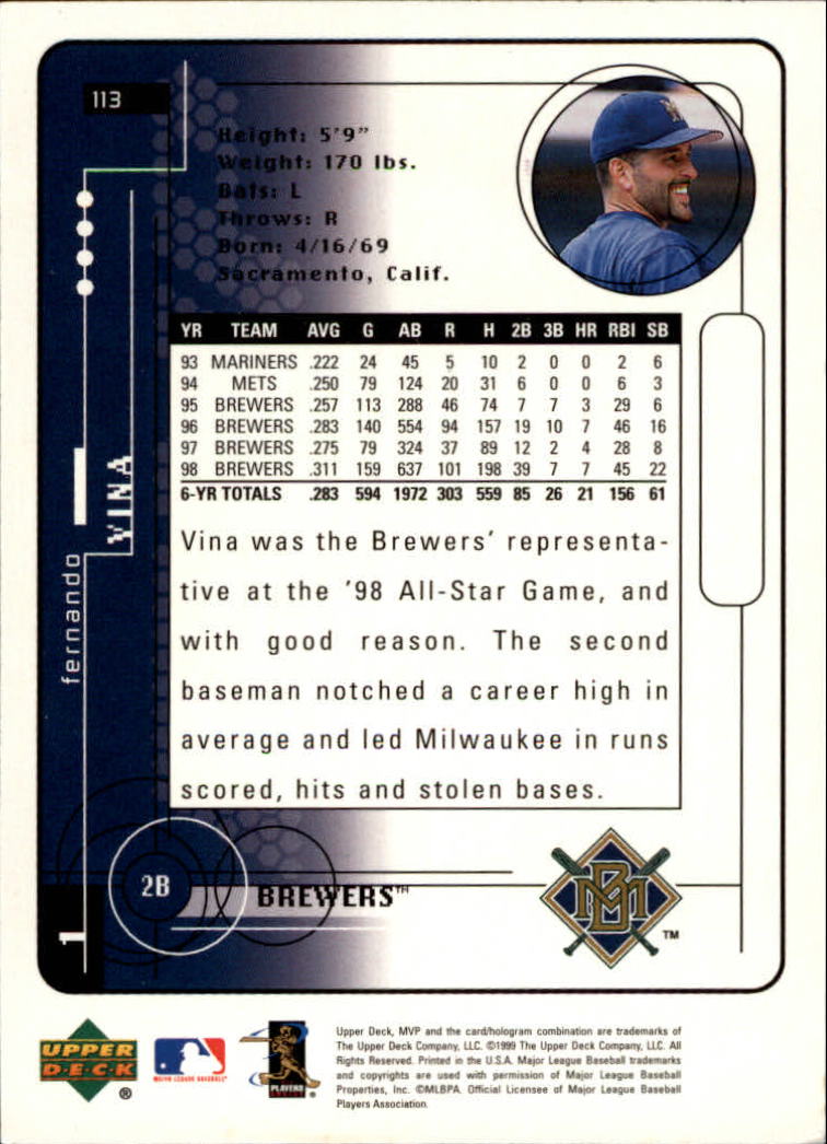 B3296- 1999 Upper Deck MVP BB Cards 1-220 +Inserts -You Pick- 15+ FREE US SHIP