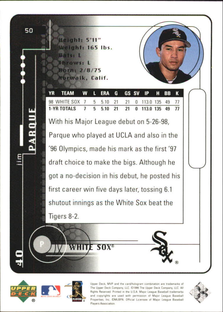 1999 Upper Deck MVP Silver Script #50 Jim Parque back image