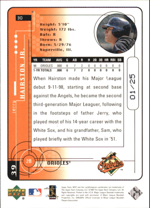 1999 Upper Deck MVP Super Script #30 Jerry Hairston Jr. back image