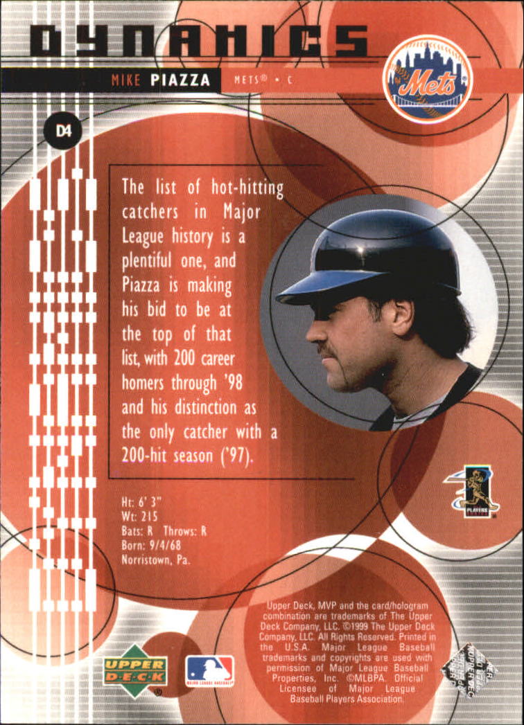 1999 Upper Deck MVP Dynamics #D4 Mike Piazza back image